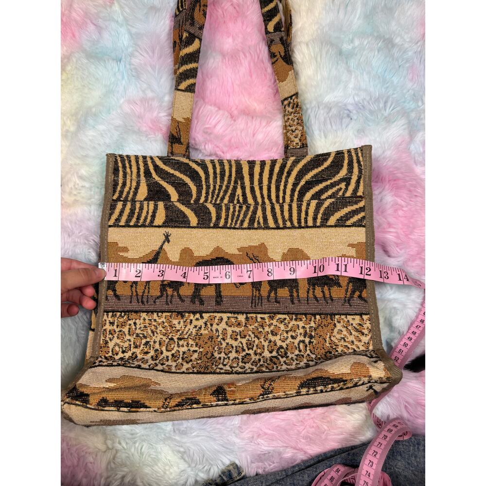 Jade Safari Tapestry Tote Bag Animal Print Zip Pouch - Picture 13 of 15